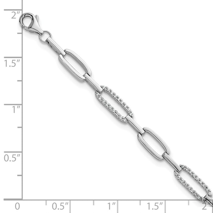 Shop Stylish 4.7mm CZ Paperclip Link Bracelet - Rhodium-Plated Silver, 7 Inch-5