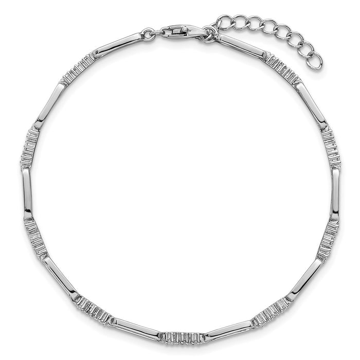 Buy Stylish 7-Inch Polished Sterling Silver Bracelet with CZ Accents-4