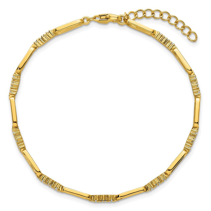 Exclusive 7-Inch Polished Sterling Silver & Gold-Tone CZ Bracelet - Stylish Value-4