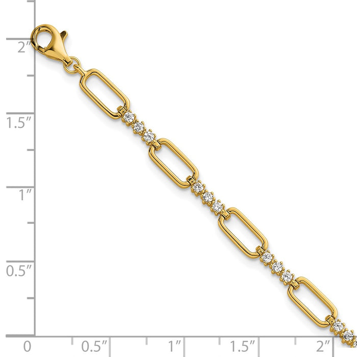 Exclusive 7-Inch Polished Sterling Silver & Gold-Tone CZ Bracelet - Stylish Value-5