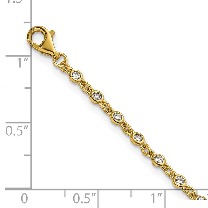 Exclusive 6.5" Polished Sterling Silver Gold-Tone CZ Bracelet - Stylish Value-6