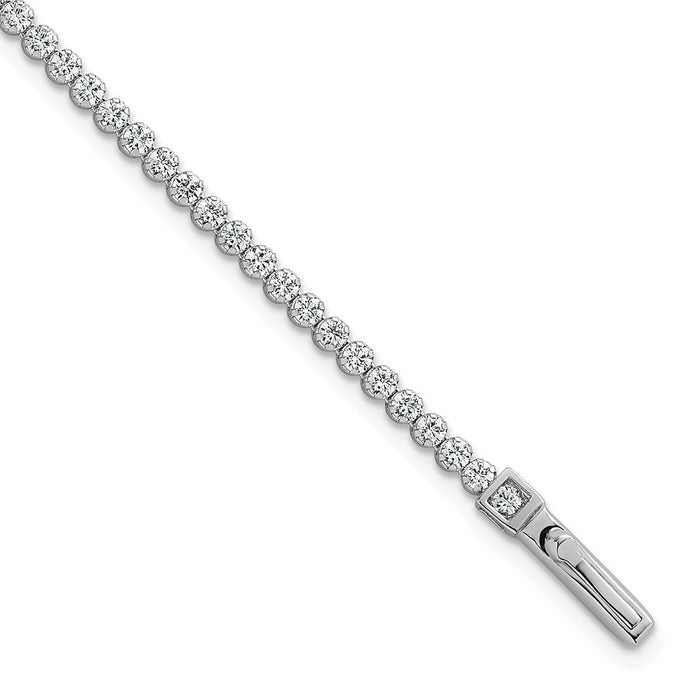 Shop Stylish 2.5mm CZ Tennis Bracelet - 7.5 Inches in Rhodium-Plated Silver-1