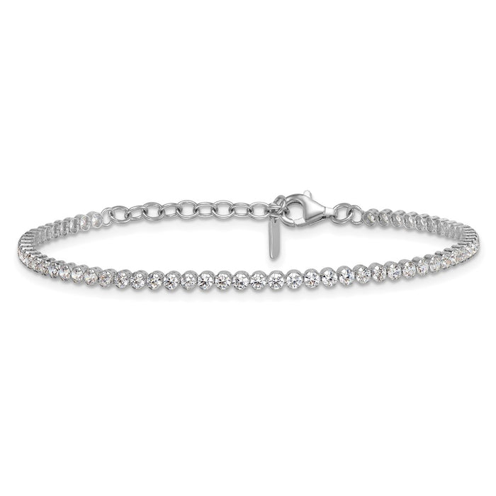 Buy Stylish 2.5mm CZ Tennis Bracelet in Sterling Silver - 6.25in + Extender-3