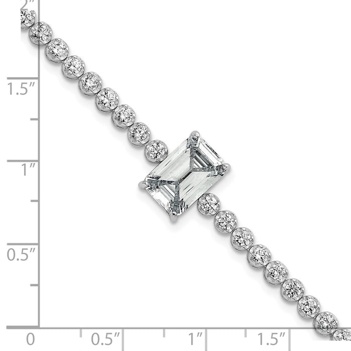 Shop Exclusive Rhodium-Plated Sterling Silver Bracelet - 7.25 Inches, Stylish CZ-5