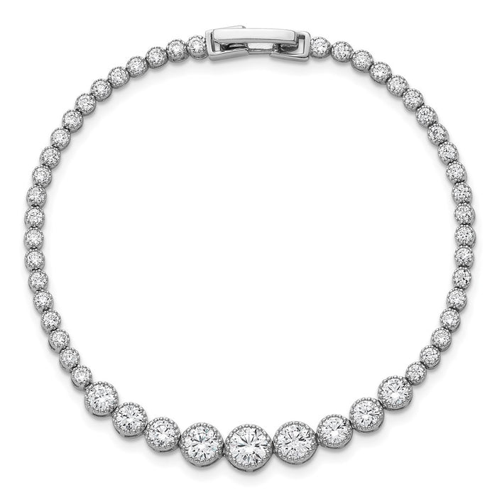Exclusive Polished CZ Tennis Bracelet - 8 Inch, Rhodium-Plated Silver, Stylish Value-4