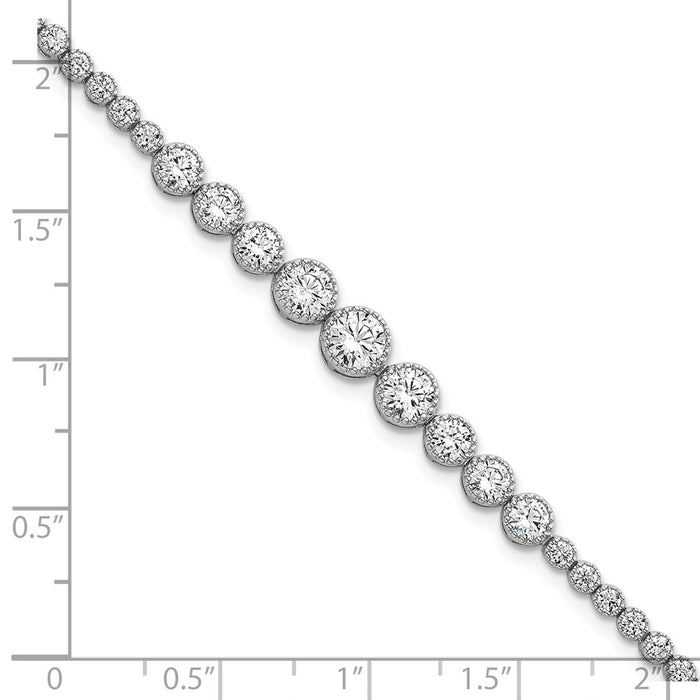 Exclusive Polished CZ Tennis Bracelet - 8 Inch, Rhodium-Plated Silver, Stylish Value-5