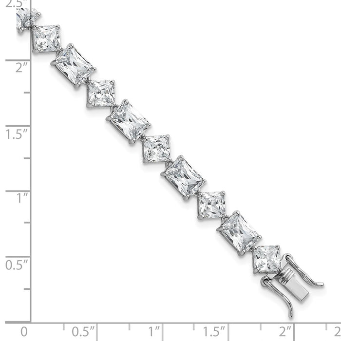 Shop Exclusive 7.25" Polished Sterling Silver Rhodium-Plated Bracelet, Stylish CZ-5