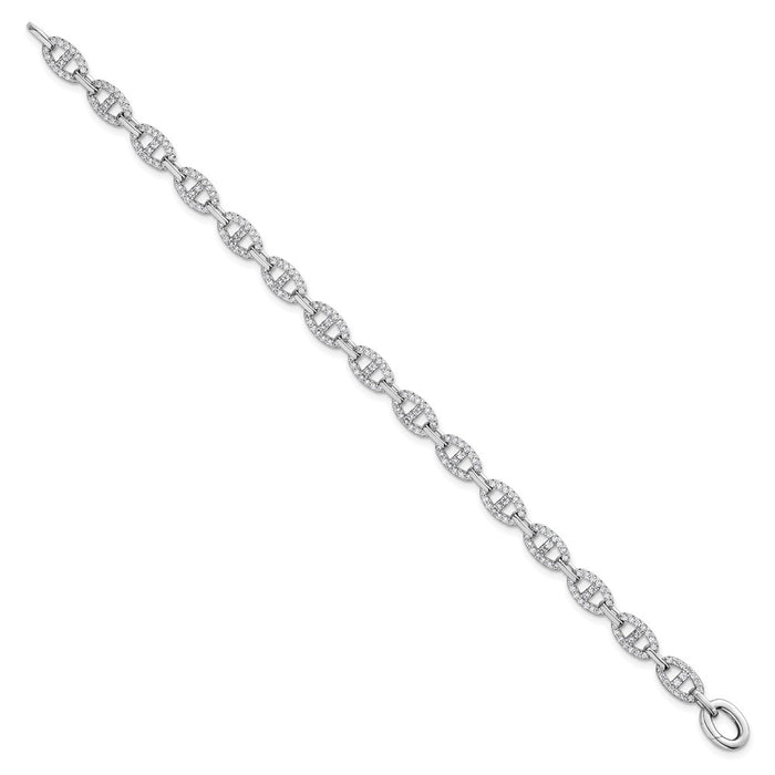 High-Quality 7.25" Polished Sterling Silver Anchor Bracelet | Stylish CZ Design-2