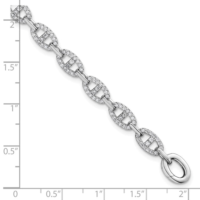 High-Quality 7.25" Polished Sterling Silver Anchor Bracelet | Stylish CZ Design-5