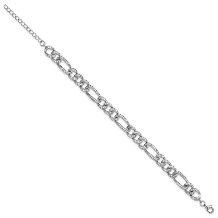 Shop Stylish 7-Inch Polished Sterling Silver Figaro Link Bracelet - 8.5mm Width-2