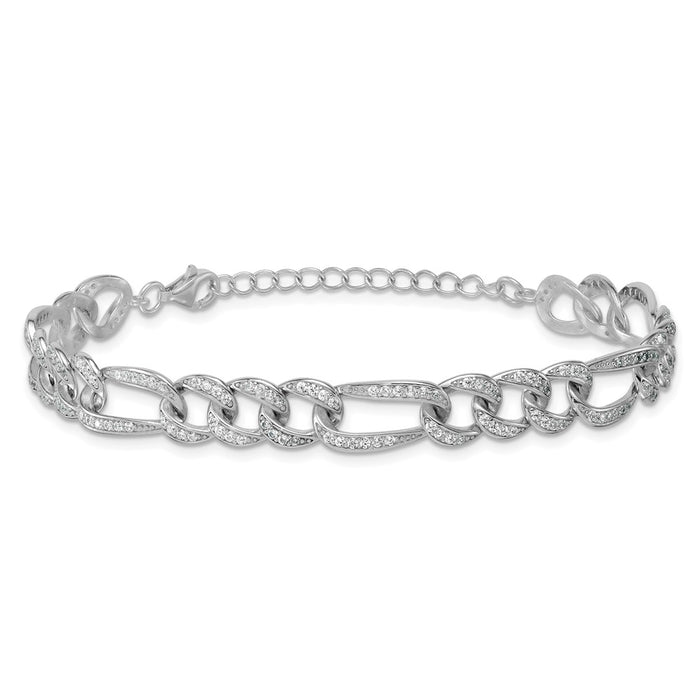 Shop Stylish 7-Inch Polished Sterling Silver Figaro Link Bracelet - 8.5mm Width-3