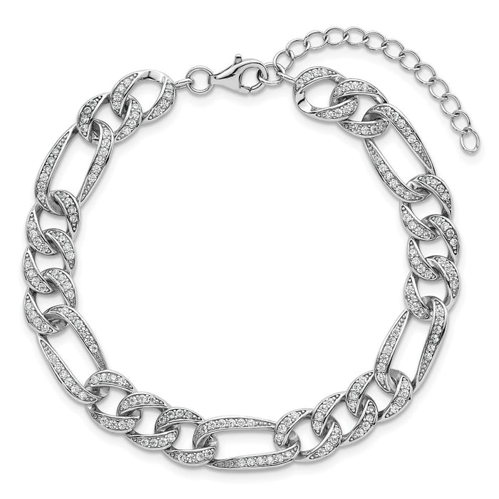 Shop Stylish 7-Inch Polished Sterling Silver Figaro Link Bracelet - 8.5mm Width-4