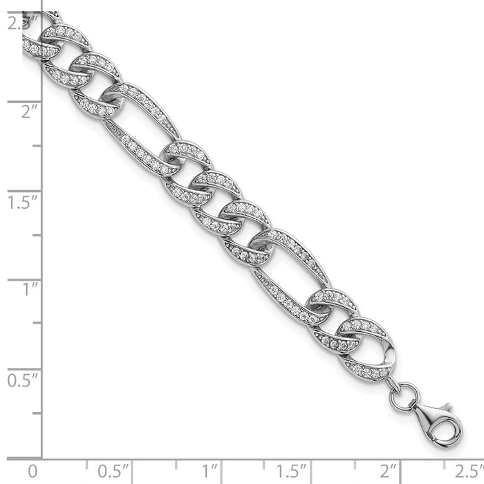 Shop Stylish 7-Inch Polished Sterling Silver Figaro Link Bracelet - 8.5mm Width-5