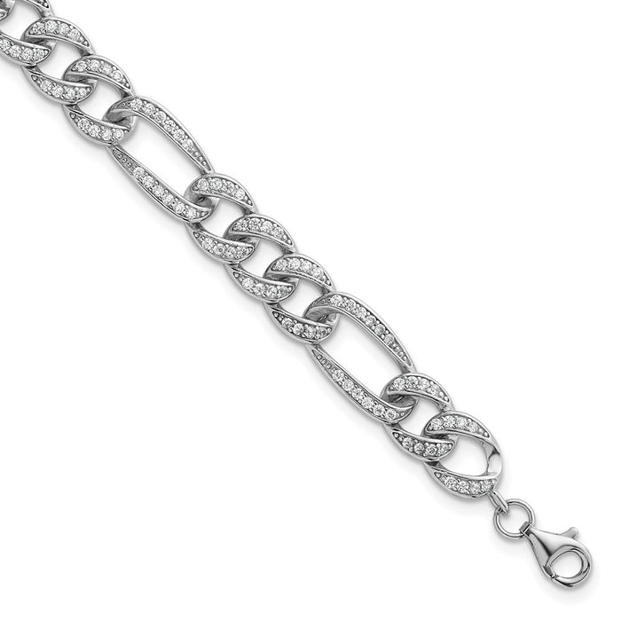 Shop Stylish 7-Inch Polished Sterling Silver Figaro Link Bracelet - 8.5mm Width-1