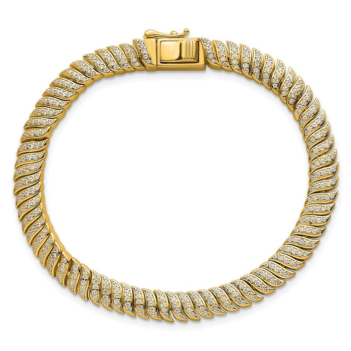 Shop Stylish 7-Inch Polished Fancy CZ S-Link Bracelet in Sterling Silver-4