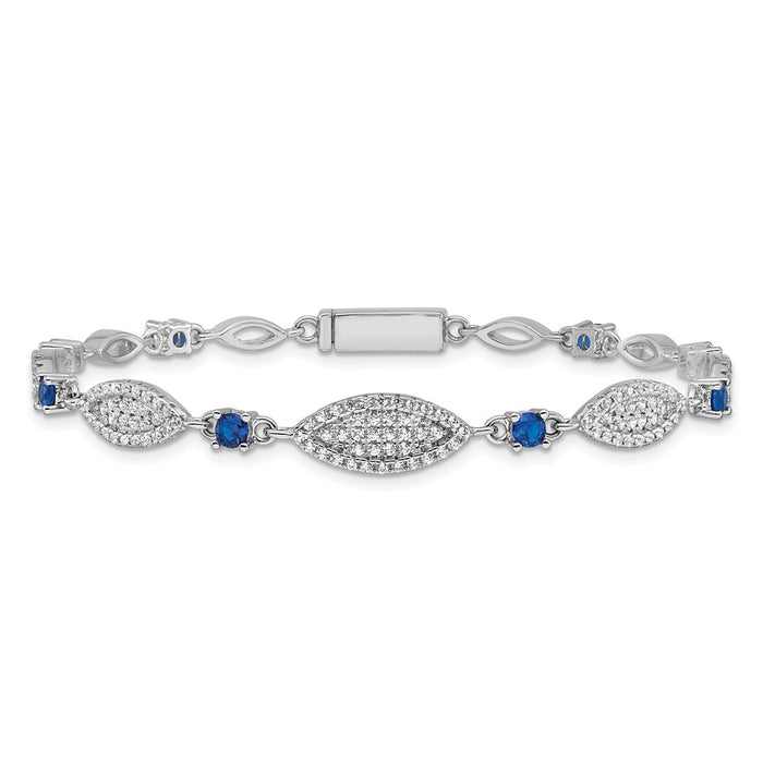 Buy Exclusive Rhodium-Plated Sterling Silver Marquise CZ Bracelet - 7 Inches, Stylish Value!-3