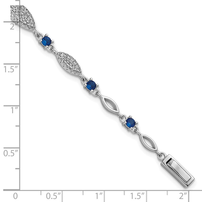 Buy Exclusive Rhodium-Plated Sterling Silver Marquise CZ Bracelet - 7 Inches, Stylish Value!-5
