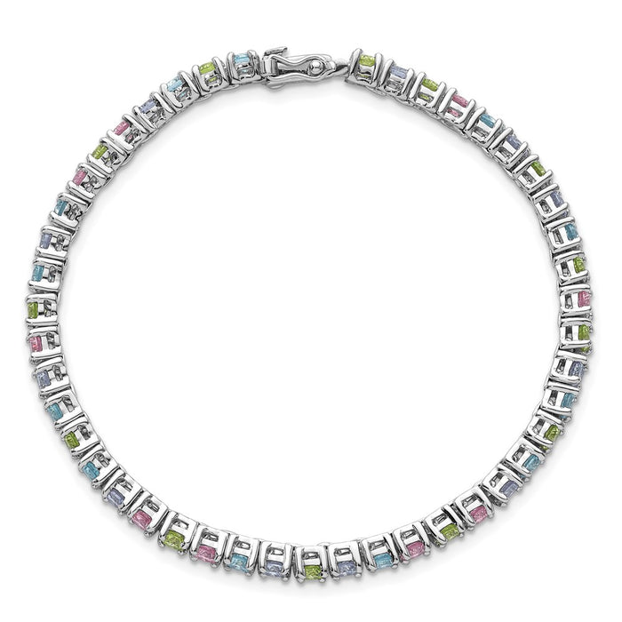 Shop Stylish 7.25-Inch Polished Sterling Silver Bracelet with CZ Gemstones-4
