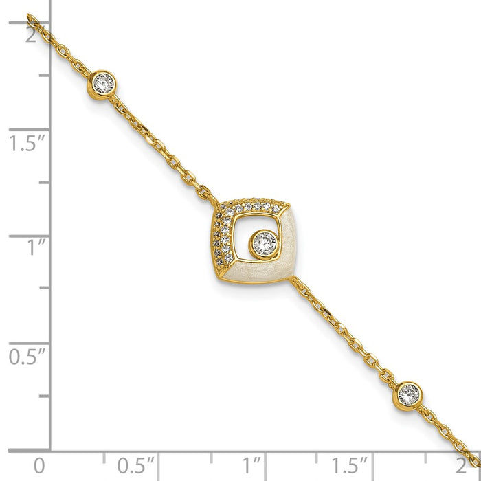 Exclusive 7-Inch Sterling Silver Gold-Tone Bracelet with CZ & Enamel - Affordable Luxury-5