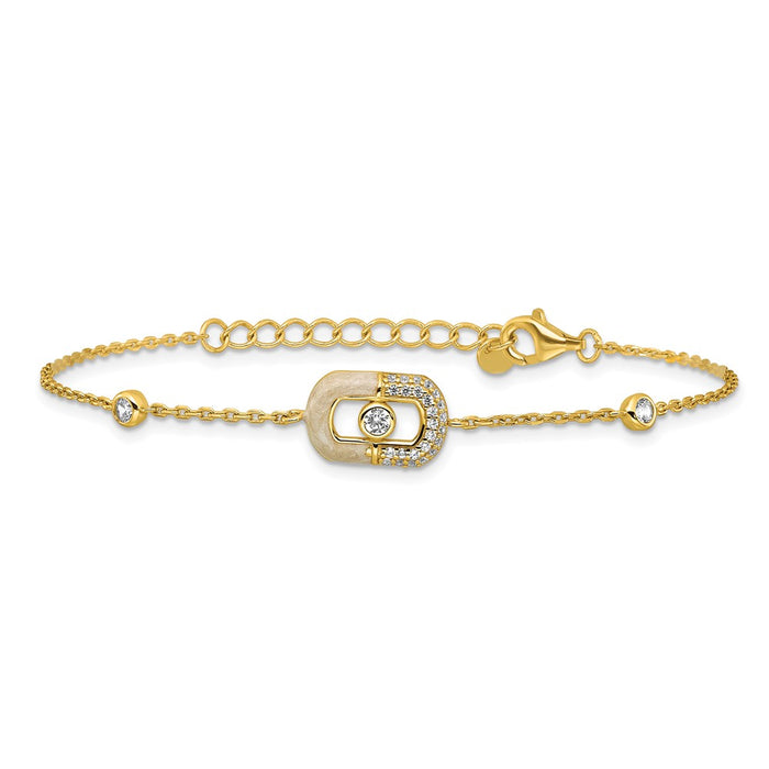 Buy Exclusive 7-Inch Sterling Silver Gold-Tone CZ Bracelet with Enamel & Extension-3