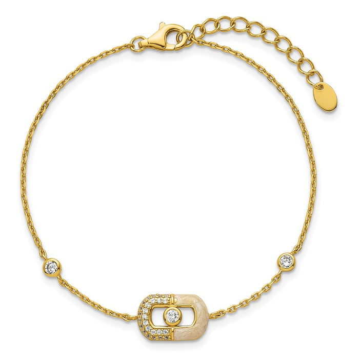 Buy Exclusive 7-Inch Sterling Silver Gold-Tone CZ Bracelet with Enamel & Extension-4