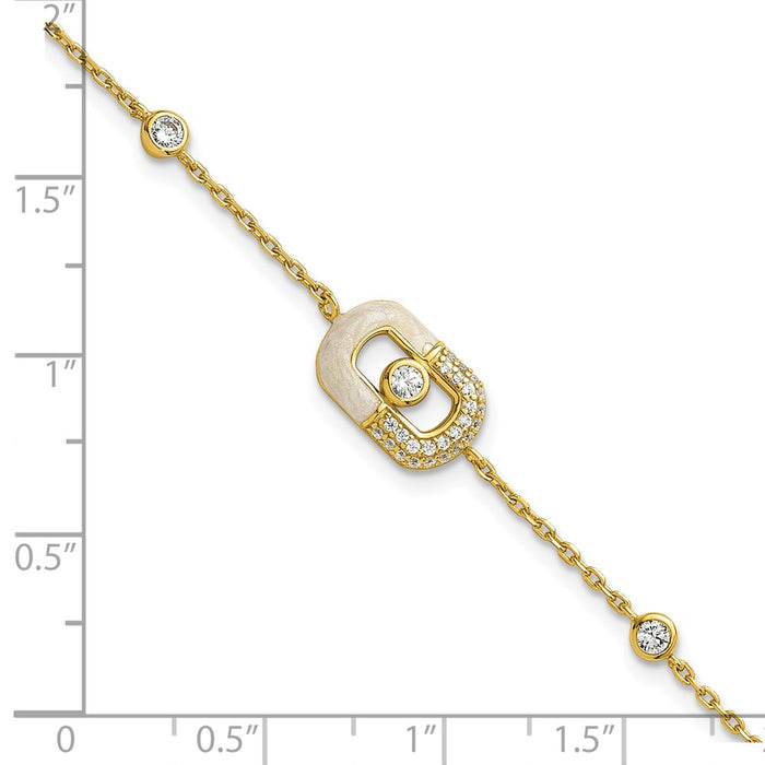 Buy Exclusive 7-Inch Sterling Silver Gold-Tone CZ Bracelet with Enamel & Extension-5