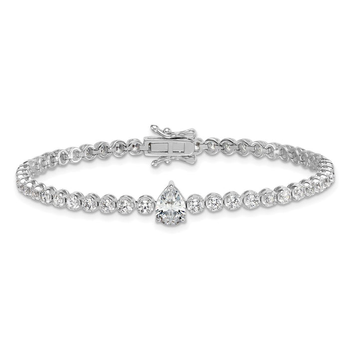Shop Exclusive Polished Round & Pear Teardrop CZ Bracelet - 7.25", Stylish Value-3