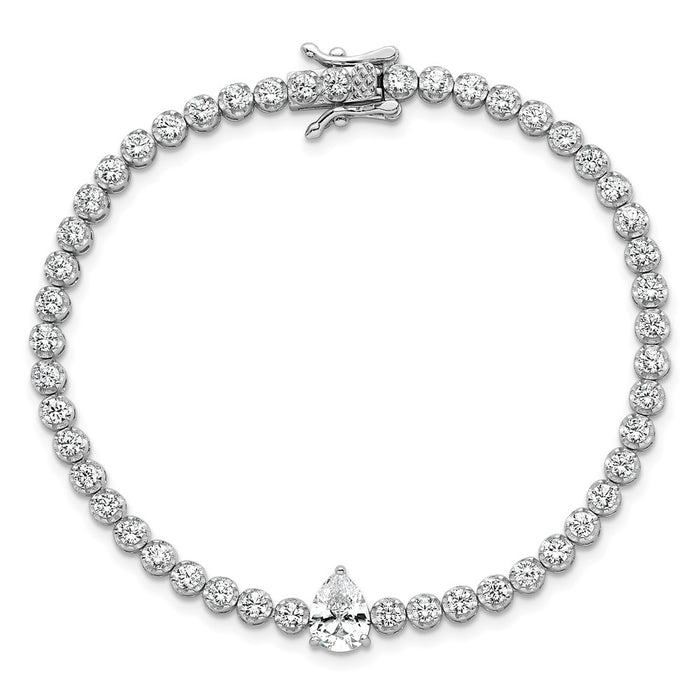 Shop Exclusive Polished Round & Pear Teardrop CZ Bracelet - 7.25", Stylish Value-4