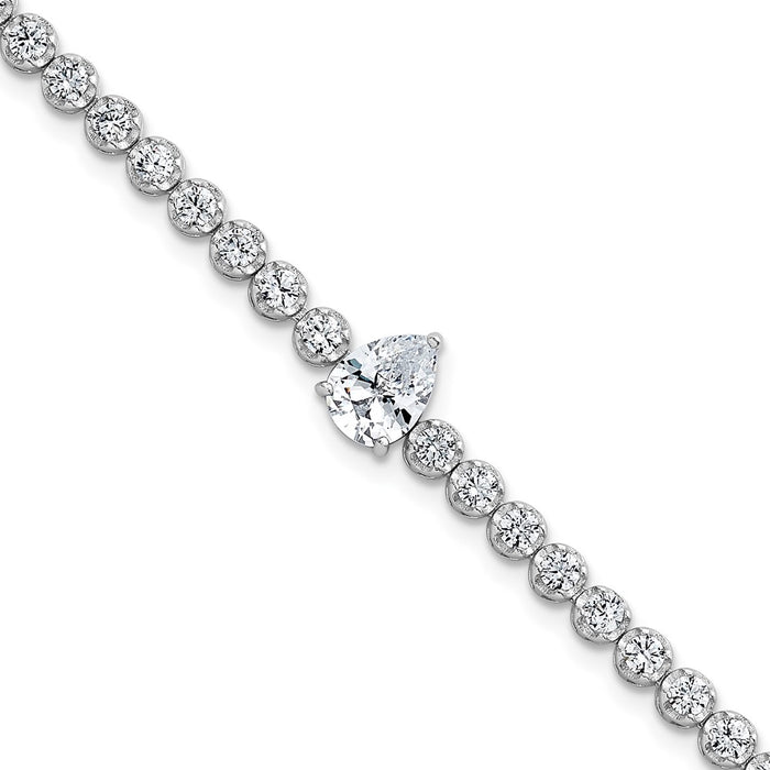 Shop Exclusive Polished Round & Pear Teardrop CZ Bracelet - 7.25", Stylish Value-1