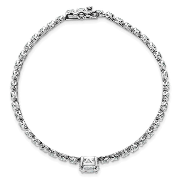 High-Quality Polished CZ Bracelet - 7.25" Rhodium-Plated Silver, Stylish Value-4