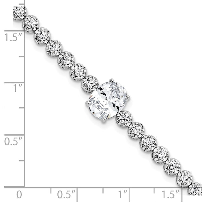 High-Quality Polished CZ Bracelet - 7.25" Rhodium-Plated Silver, Stylish Value-5