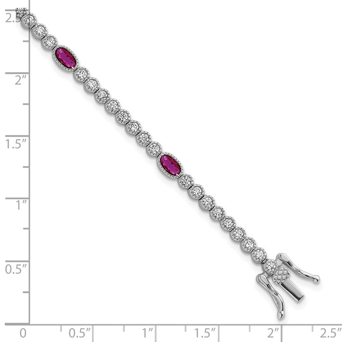 High-quality Polished Sterling Silver Bracelet - 7" Fancy Oval, CZ Style-5