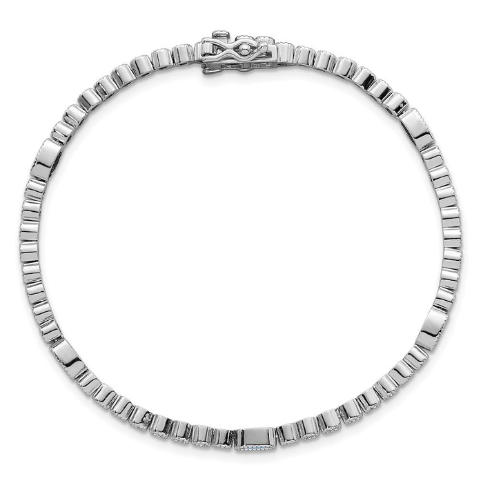 Exclusive 7-Inch Polished Sterling Silver Bracelet with Blue CZ - Stylish Value-4