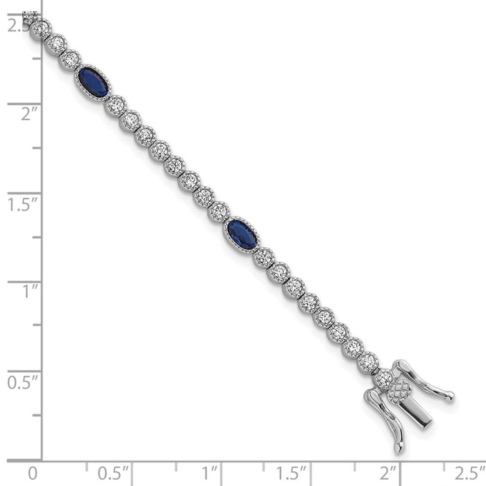 Exclusive 7-Inch Polished Sterling Silver Bracelet with Blue CZ - Stylish Value-5