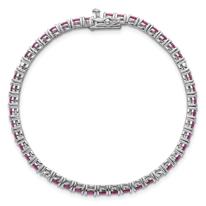 Buy Stylish 7-Inch Polished Round Red & White CZ Bracelet in Rhodium-Plated Silver-4