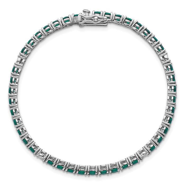 Buy Stylish 7-Inch Polished Round Green & White CZ Bracelet in Silver-4