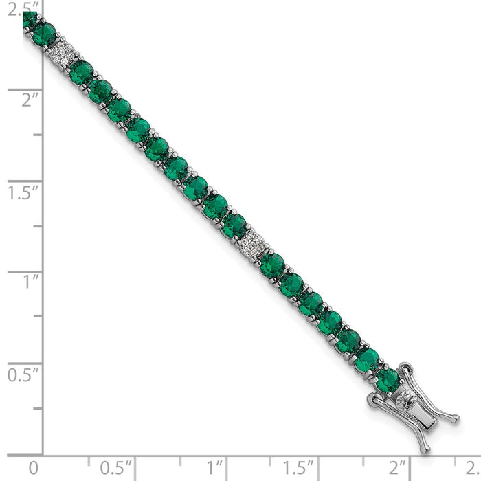 Buy Stylish 7-Inch Polished Round Green & White CZ Bracelet in Silver-6