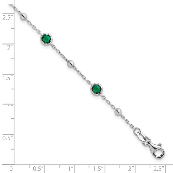 Exclusive 7-Inch Sterling Silver Green CZ Bracelet - Stylish & Rhodium-Plated-5