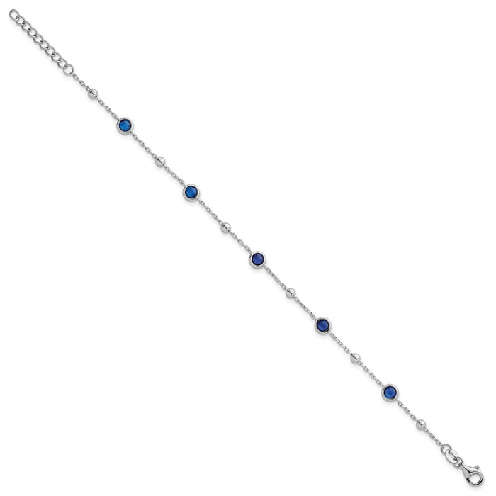 Shop Stylish 7-Inch Sterling Silver Blue CZ Bracelet - Rhodium-Plated Luxury-2