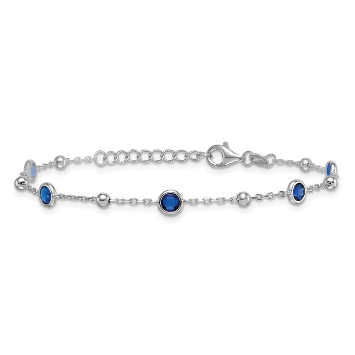 Shop Stylish 7-Inch Sterling Silver Blue CZ Bracelet - Rhodium-Plated Luxury-3