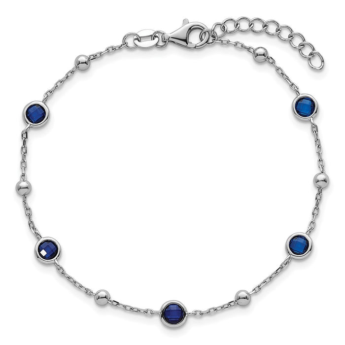Shop Stylish 7-Inch Sterling Silver Blue CZ Bracelet - Rhodium-Plated Luxury-4