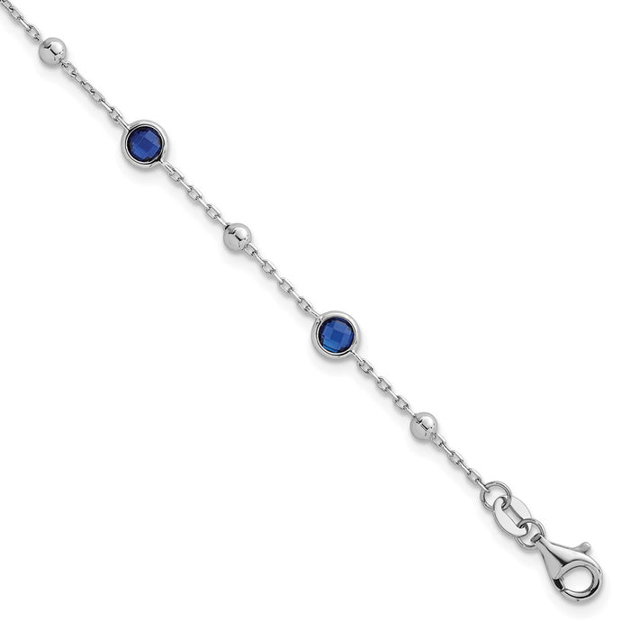 Shop Stylish 7-Inch Sterling Silver Blue CZ Bracelet - Rhodium-Plated Luxury-1