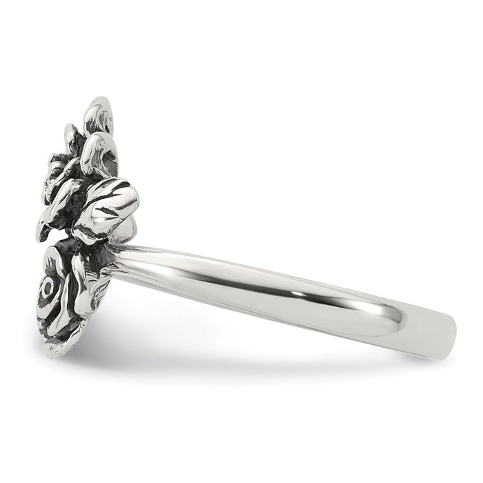 Buy Stylish Antiqued Sterling Silver CZ Floral Ring - Size 8, Affordable Luxury-3