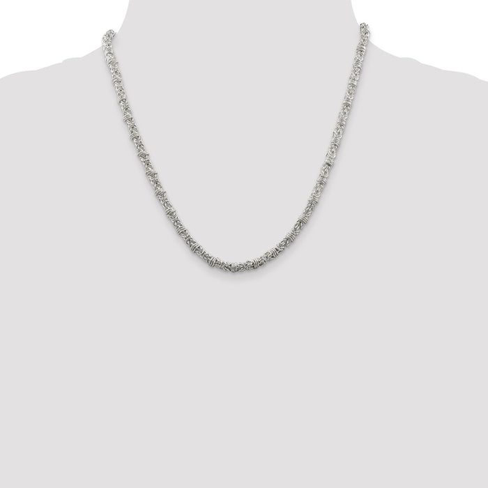 High-Quality 4mm Sterling Silver Fancy Byzantine Chain - Stylish & Affordable!-4