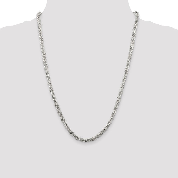 Buy 4mm Elegant Byzantine Chain in High-Quality Sterling Silver - Stylish Value!-4