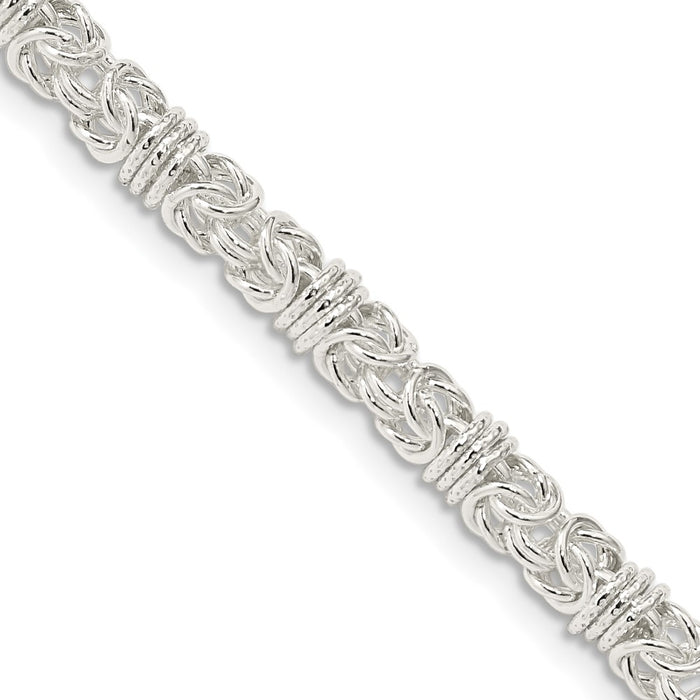 High-Quality 4mm Sterling Silver Fancy Byzantine Chain - Stylish & Affordable!-1
