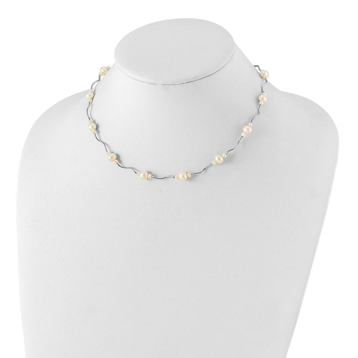 Buy Stylish 16-Inch Rhodium-Plated Necklace with 13 Freshwater Pearls-2