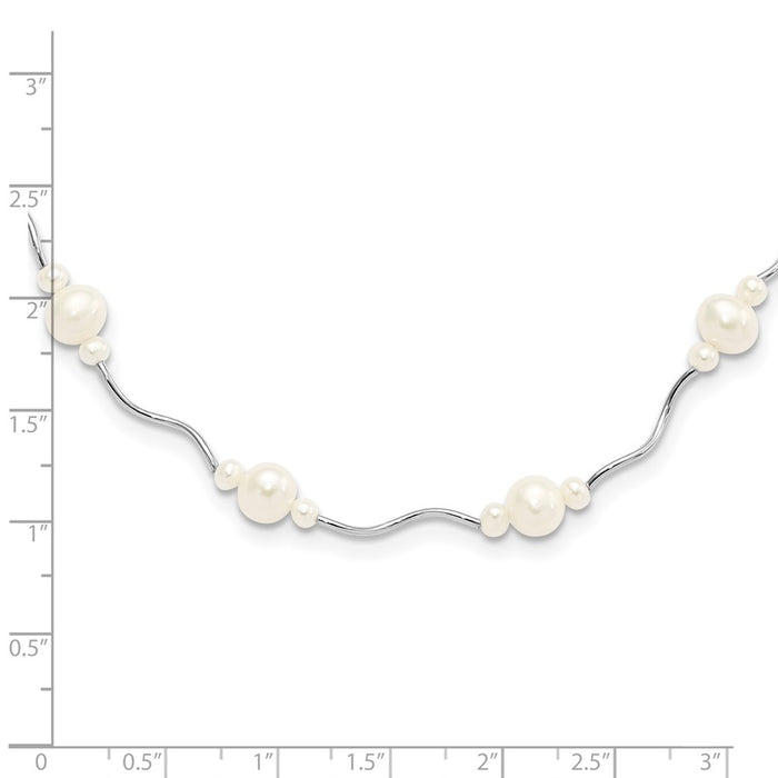 Buy Stylish 16-Inch Rhodium-Plated Necklace with 13 Freshwater Pearls-4