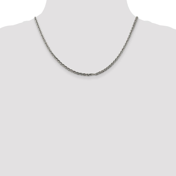 Buy Exclusive 3.25mm Antiqued Sterling Silver Solid Square Spiga Chain - Stylish Value!-4