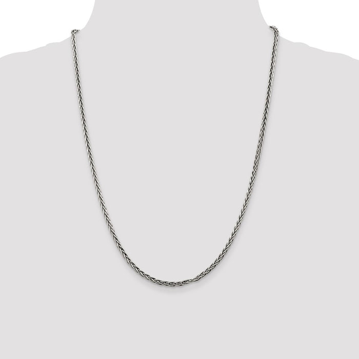 High-Quality Antiqued Sterling Silver 3.25mm Square Spiga Chain - Stylish Value-4